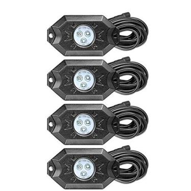 Imagem de 4 peças de luz de rocha de 5 cm LED off-road sob a roda, luz branca crawler crawling Dome luzes pods para-lama