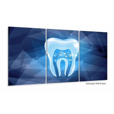Imagem de Quadro Odontologia Dentista Dente Estilizado Azul 120x60 3 p