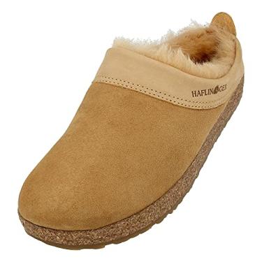 Imagem de HAFLINGER Tamancos femininos de couro de pele Snowbird, Bronzeado, 10 Women/8 Men