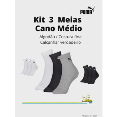 Imagem de Kit 3 Meias Cano Médio Puma ZéCueca