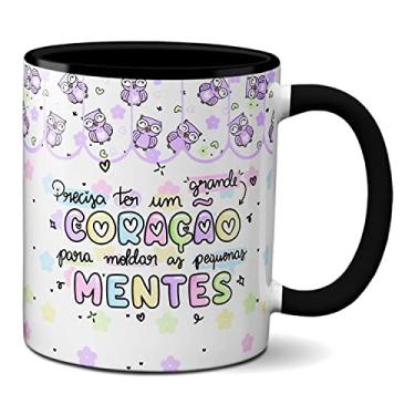 Imagem de Caneca Professor Grande Coração Para Moldar Pequenas Mentes (Preta)