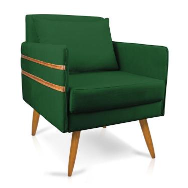 Imagem de Poltrona Mari Suede Pés Palito Castanho - D`Rossi Verde