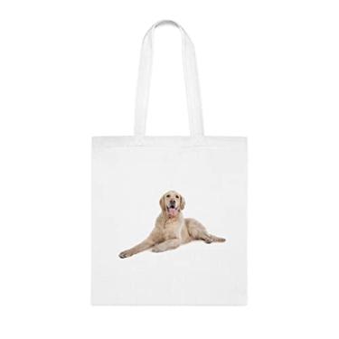Imagem de Sacola engraçada para cães Golden Retriever, presente para cachorro Golden Retriever, aniversário de cachorro Golden Retriever bolsa de ombro Golden Retriever, bolsa reutilizável para cães Golden Retriever, Branco