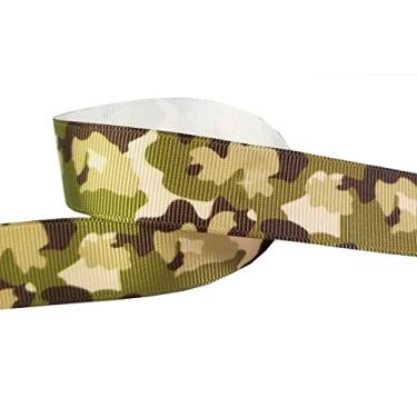 Imagem de Q-YO Fita de impressão de camuflagem 5yd para artesanato, embrulho de presente, laços de torcida, serpentinas de pônei