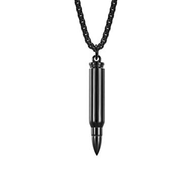 Imagem de LHDUF Pingente de colar de bala masculino, urna de aço de titânio, colar de bala memorial masculino feminino meninos joias finas, Metal, Sem Pedra Preciosa