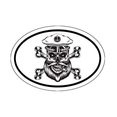 Imagem de WickedGoodz Decalque oval do capitão do mar - Adesivo de para-choque de vela - Presente perfeito para marinheiro de barco