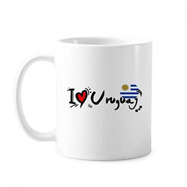 Imagem de I Love Uruguay Word Flag Love Heart Illustration Mug Cerâmica Coffee Porcelain Cup Tableware