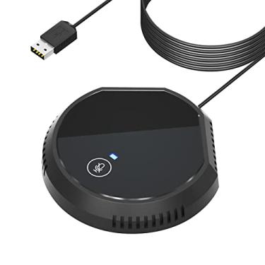 Imagem de LUGU Microfone de conferência USB de mesa Conden or omnidirecional 360° Plug & Play PC Microfone de computador Botões do sensor de toque Função Mute Compatível com Windows pa PC Laptop