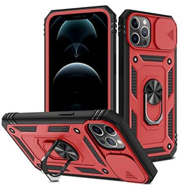 Imagem de Capa de celular Caixa compatível com iPhone 6Plus/7Plus/8plus com lente Protectionl Body Hard Slim 3 em 1 Caso de proteção, com caixa de giro magnético (Color : Black+red)