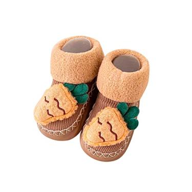 Imagem de Sapatos para meninas tamanho 12 outono e inverno confortáveis sapatos infantis para bebês bonitos padrão de desenho animado coelho (café, 0-6 meses)