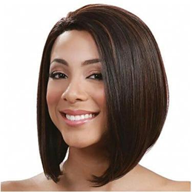 Imagem de perucas femininas cabelo humano natural, Peruca Bob Curtas Liso Peruca Lace Frontal Cabelo Humano Perucas,30cm,Brown