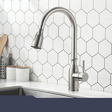 Imagem de Torneiras de cozinha preta de alça única, torneira de cozinha removível, de orifício único, giratória, 360 graus, torneira misturadora de água, M