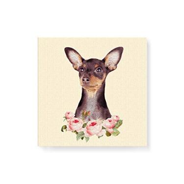 Imagem de Arte Maníacos Quadro Decorativo em Tela Canvas Pinscher Flores - 30x30cm