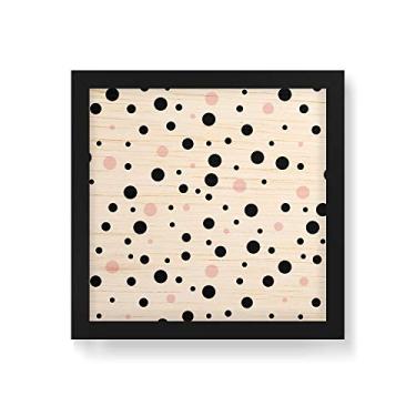 Imagem de Arte Maníacos Quadro Decorativo em Madeira Bolinhas Preto e Rosa - 30x30cm (Moldura caixa em laca preta)