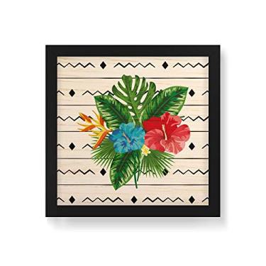 Imagem de Arte Maníacos Quadro Decorativo em Madeira Floral Fundo Branco - 30x30cm (Moldura caixa em laca preta)