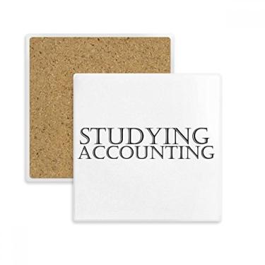 Imagem de Porta-copos quadrado de contabilidade com frases curtas para estudar, suporte de subplaca, pedra isolante