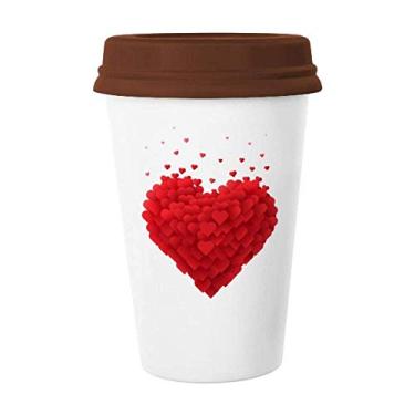 Imagem de Caneca de cerâmica em forma de corações vermelhos para o dia dos namorados, copo de café