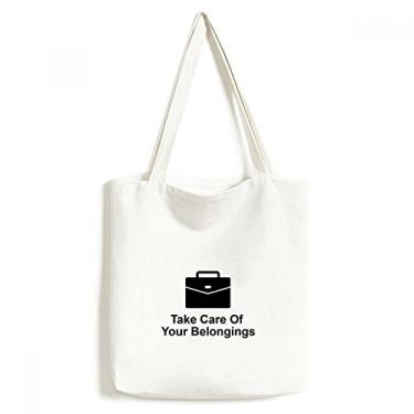 Imagem de Care Your Belongings Bolsa de lona com símbolo preto bolsa de compras casual