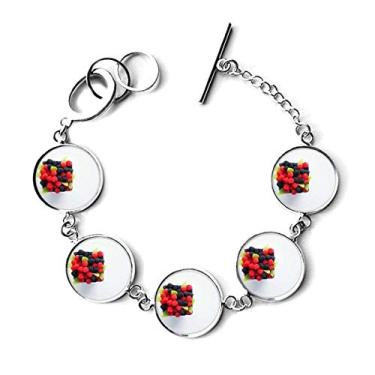 Imagem de DIYthinker Pulseira com foto de frutas vermelhas temperadas com pingente de corrente e pingentes