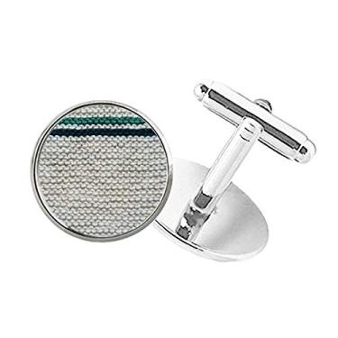 Imagem de DIYthinker Abotoaduras de tecido de malha de linho, cinza, abstrato, com botão redondo