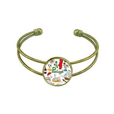 Imagem de Bracelete com bandeira nacional de Portugal Landscap com animais retrô aberto