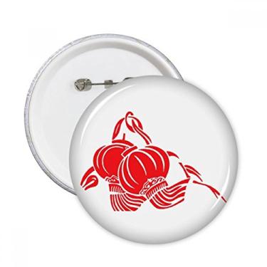 Imagem de Lanternas chinesas padrão de lótus vermelho pinos redondos emblema decoração roupas 5 peças presente