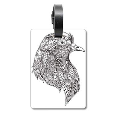 Imagem de Tinta de pássaro preta feroz bolsa etiqueta cartão de bagagem pendurado Scutcheon etiqueta