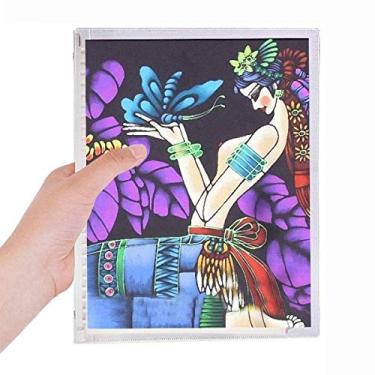 Imagem de Caderno feminino com estampa de borboleta, romance, luar, árvore, folhas soltas, diário recarregável, papelaria