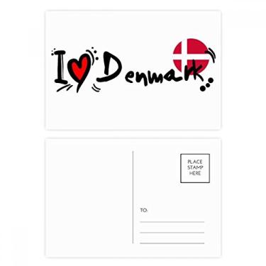 Imagem de I Love Denmark Bandeira da Palavra Love Coração Ilustração Cartão Postal Cartão Cartão Cartão Cartão de Felicitação