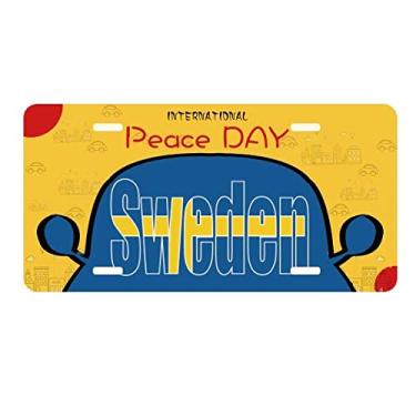 Imagem de DIYthinker Placa com nome da bandeira da Suécia para decoração de carro, dia da paz