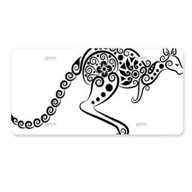 Imagem de DIYthinker Placa de carro com ilustração de esqueleto estilo Canguru da Austrália, acessório de aço inoxidável para decoração de carro
