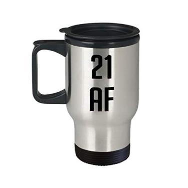 Imagem de Caneca de viagem 21 af - Caneca de chá divertido com isolamento de café de cacau quente - ideia de de 21 anos