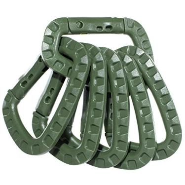 Imagem de Paracord Planet Pacote com 6 chaveiros de mosquetão tático – Mosquetões de plástico durável – Engrenagem leve de encaixe de mola – Ganchos utilitários para mochilas, fivelas, equipamentos para