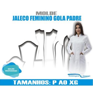 Imagem de Molde Jaleco Gola Padre, Modelagem&Diversos, Tamanhos P Ao Xg