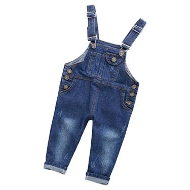 Imagem de Macacão infantil, tecido confortável, calça jeans para crianças, boa combinação para uso diário (110 cm)