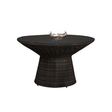 Imagem de Mesa de Jantar em Junco Redonda Base Aço Maracaipe - Café