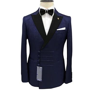 Imagem de Jaqueta masculina slim fit, 2 peças, blazer de casamento, casaco de negócios, casacos esportivos elásticos para festa, azul, P (46/30)