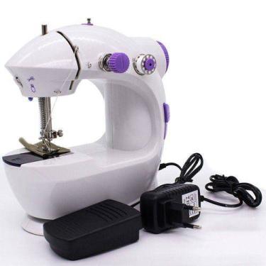 Imagem de Mini Máquina de Costura Portátil Elétrica Bivolt Pilha Luz Led Compacta Doméstica IWMC-507