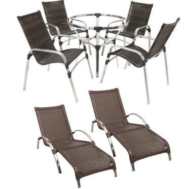 Imagem de Kit De Jogo de 4 Cadeiras e 2 Espreguiçadeiras Sem Mesa Trama 
