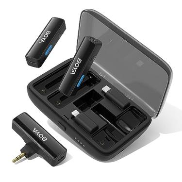 Imagem de BOYALINK Microfone de lapela sem fio para câmera Android iphone, microfone de lapela externo com redução de ruído e clipe para gravação de entrevistas em vídeo Podcast YouTube