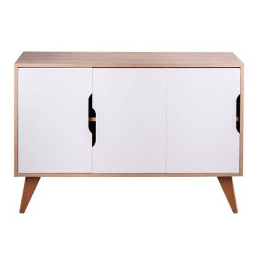 Imagem de Buffet Aparador Retrô com 3 Portas Murano Carvalho e Branco