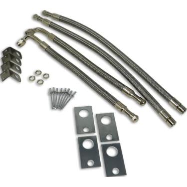 Imagem de TireMinder Kit extensor de válvula de aço trançado para rodas duplas de alumínio de 55 cm, montado em cubo, pacote com 4