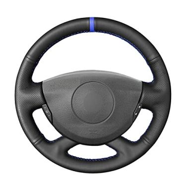 Imagem de Capa de volante de couro confortável antiderrapante costurada à mão preta, apto para Nissan Primastar Renault Laguna Trafic Vel Satis Espace Grand
