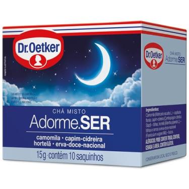 Imagem de Dr. Oetker Chá Misto, Adorme.SER, Sabor Camomila, Capim-Cidreira, Hortelã e Erva-Doce-Nacional, Bebida Quente de Simples Preparo, 10 Sachês