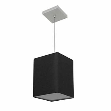 Imagem de Lustre Pendente Quadrado Cúpula Tecido 25/16x16 cm, Vivare Iluminação, Pendente4007 PR, Preto, Pequeno