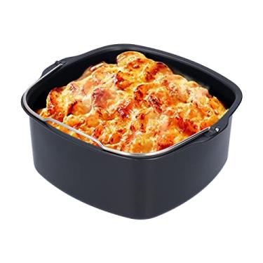 Imagem de Hapivida Barril quadrado de bolo, frigideira a ar de ferro de 17,78 cm, fritadeira, pão, cesta de cozimento, prato de pizza, grelha, tapete de panela para HD9925 / HD9860 / HD9905/01