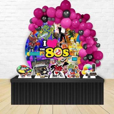 Imagem de Kit Decoração Painel Redondo Festa de Aniversário Infantil Anos 80 Colorido