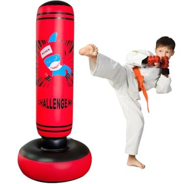 Imagem de Saco de pancadas infantil de 122 cm, saco de boxe para crianças, boneco inflável, saco de pancadas inflável, bolsa de boxe antiestresse para crianças.