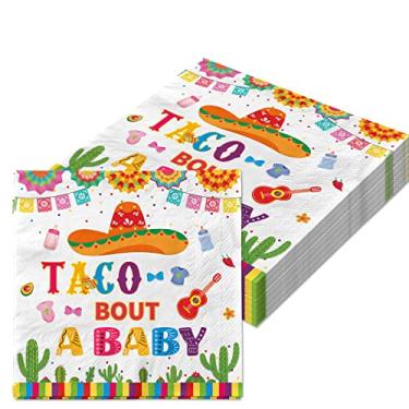 Imagem de Taco Bout a Baby Guardanapo revelador de gênero 40 peças decorações de festa de cacto chapéu de cowboy tema mexicano descartável revelador de gênero suprimentos de mesa