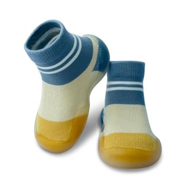 Imagem de Dookeh Sapatos de bebê meninos meninas sapatos de primeira caminhada antiderrapante sola macia tênis infantil infantil babygirl meia sapatos, 2 - creamblue, 2.5-3 years Toddler